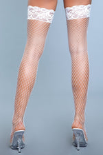 Amber Lace Top Fishnet Thigh Highs