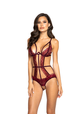 Glittered Multiple Cutout Crotchless Teddy with Underwire Support